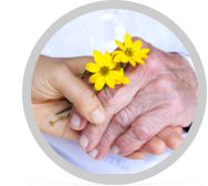 holding hands with yellow flowers
